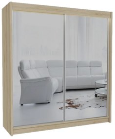 Шкаф с плъзгащи врати и огледало ROBERTA, 200x216x61, сонома