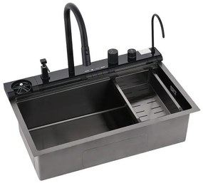 Кухненска мивка 7547PVD BLACK + смесител 7567131MB, Inter Ceramic, неръждаема стомана, 76х46.5х22см