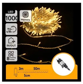 Aigostar - LED външен коледен гирлянд 1000xLED/6W/230V 50m IP44 топла бяла светлина