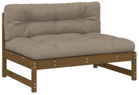 825733 vidaXL Среден диван, меденокафяв, 120x80 см, борово дърво масив