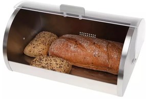 Кутия за хляб Kinghoff KH 3203, 39.5x28x18.5 см, Стомана, Полупрозрачен капак, Бял/сив