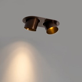 Кръгъл вграден прожектор тъмно бронзов GU10 70mm накланящ се 2-светлинен - Installa