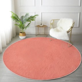 Светлочервен кръгъл килим подходящ за пране и за прахосмукачки роботи ø 100 cm Comfort – Mila Home