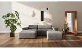 Сив велурен разтегателен диван (ляв ъгъл) Fluvio - MESONICA