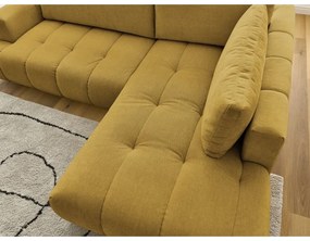 Сгъваем/с място за съхранение ъглов диван в цвят горчица (десен ъгъл/L форма) Fuji – Bobochic Paris