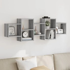 853223 vidaXL Стенен рафт, сив сонома, 129x18x42 см, инженерно дърво