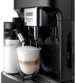 Кафеавтомат DeLonghi Magnifica PLUS ECAM 320.60.B, 1450W, 15 bar, 1.8l, 15 програми, 13 нива на смилане, TFT тъчскрийн, LatteCrema Hot, Опция за кафе на зърна, Черен