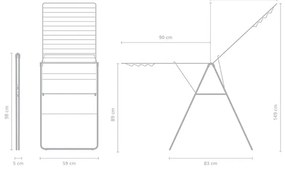 Сушилник за дрехи Brabantia Hangon 1004167, 25 м, 8 закачалки, Регулируем, Заключване за деца, Бял