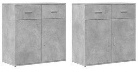 3276619 vidaXL Сайдборди, 2 бр, бетонно сиви, 79x38x80 см, инженерно дърво