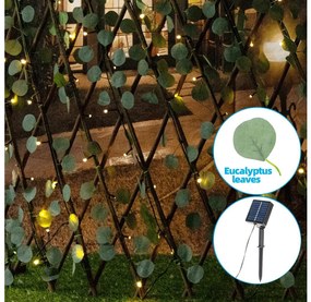 Aigostar - LED соларен гирлянд 148xLED/2x1,2m IP65 топла бяла евкалипт