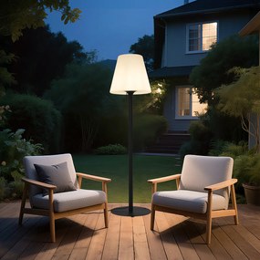 Модерна външна подова лампа черна с бял абажур IP44 - Big Virginia