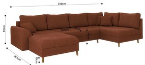 Ъглов диван от рипсено кадифе в тухлен цвят (ляв ъгъл) Ariella – Ropez