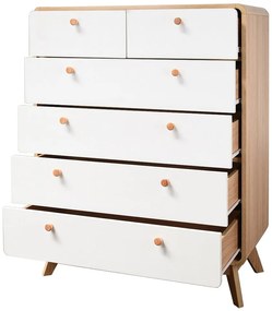 Бяло-естествен висок скрин от декор от дъб 81x104 cm Caitlin – Støraa