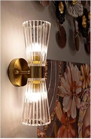 Стъклена стенна лампа в златист цвят Prague – Mauro Ferretti