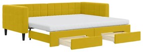3196768 vidaXL Канапе с изтеглящо легло и чекмеджета жълто 90x200 см кадифе