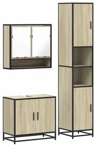 3301096 vidaXL Комплект шкафове за баня от 3 части дъб сонома инженерно дърво