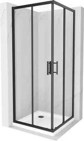 Mexen Rio квадратна душ кабина 90 x 90 см, прозрачна, черна + дъно Flat, бял