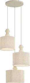 Japandi висяща лампа бежова с ленен абажур 3 светлини - Fedde