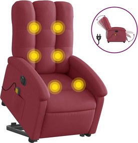 3204131 vidaXL Електрически изправящ масажен реклайнер виненочервен текстил