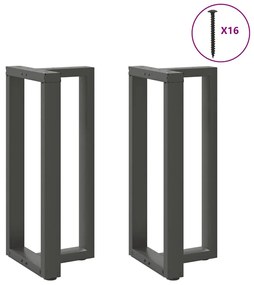 4013074 vidaXL Крака за бар маса, Т-образни, 2 бр., антрацит, 40x35x(90-91) см, стомана