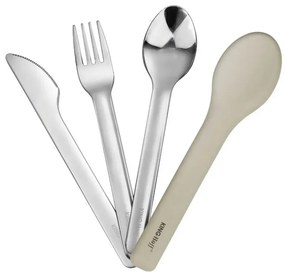 Комплект 3 бр прибори за хранене Kinghoff KH 1954, Силиконов калъф за съхранение, Неръждаема стомана, Сребрист