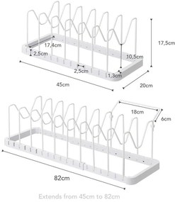 Бяла регулируема стойка за капаци и тигани Tower - YAMAZAKI