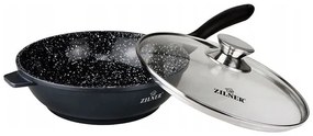 Тиган с капак ZILNER ZL 7028, 24х7 см, Керамично покритие, Индукция, Черен