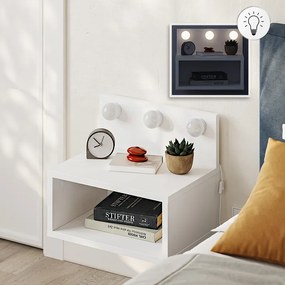 Нощно шкафче Treo с LED светлина в бял цвят 40x30x33.8см.