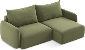 Зелен кадифен сгъваем/с място за съхранение ъглов диван (десен ъгъл) Kalena – Makamii