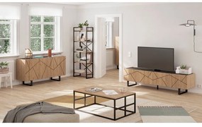 Рафт от черен/естествен дъб 58x175 cm Dusan - Marckeric