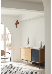 Антрацитно сив скрин с дъбов фурнир, ширина 128 см Yoko - Teulat