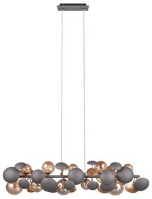 Висяща лампа със стъклен абажур в сиво-златисто Bubble - Trio Select