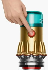 Вертикална прахосмукачка Dyson V15 Detect Аbsolute 447000-01, 660W, 0.76 л, 60 мин автономия, Сензори, 3 режима, LCD, Сив/златист