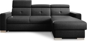 Черен разтегателен ъглов диван с място за съхранение (десен ъгъл) Fresia – ELTAP
