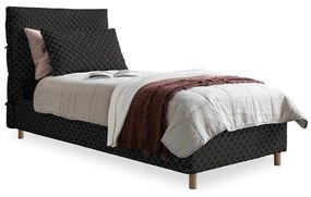 Черно тапицирано единично легло и решетка90x200 cm Sleepy Luna - Miuform