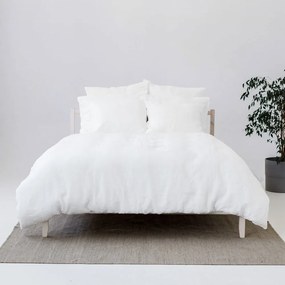 Бяло двойно удължено спално бельо със смес от лен 200x220 cm – Linen Tales