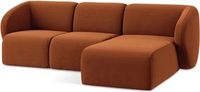 Теракотен кадифен ъглов диван (десен ъгъл) Lani – Makamii