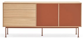 Керемиденочервен скрин с дъбов фурнир , ширина 180 см Yoko - Teulat