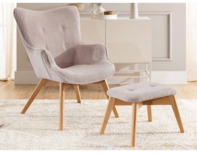 Светлорозов фотьойл с табуретка от рипсено кадифе Niko – Ropez