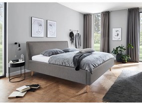 Светлосиво двойно легло с решетка и място за съхранение , 180 x 200 cm Frieda - Meise Möbel