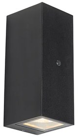 Стенен аплик черен 2-светлина IP44 с датчик за здрач - Baleno II