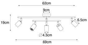 Модерен прожектор черен 5-светлина - Facil