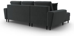 Тъмносив кадифен разтегателен ъглов диван с място за съхранение (ляв ъгъл) Kyoto – Cosmopolitan Design