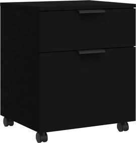 811521 vidaXL Мобилен архивен шкаф с колела черен 45x38x54 см инженерно дърво