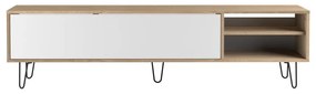 Масичка за телевизор с дъбов декор в бял и естествен цвят 165x44 cm Aero - TemaHome