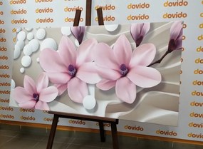 Картина на платно – Магнолия на абстрактен фон