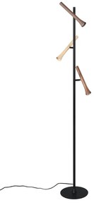 Черна LED подова лампа с метален абажур (височина 150 cm) Fiato – Trio