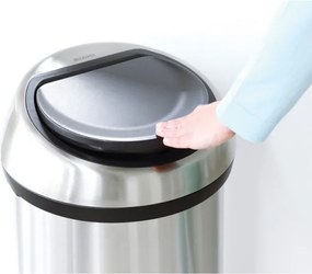 Кош за боклук Brabantia Touch Bin 647251, 60 л, Плавно и безшумно отваряне, Черен/инокс