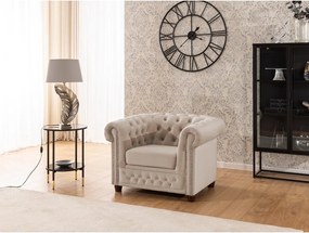Бежово кадифено кресло честърфийлд York Blik – Ropez