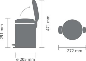 Кош за боклук с педал Brabantia NewIcon 1010434, 5 л, Леко затваряне, Противоплъзгаща основа, Светлосив